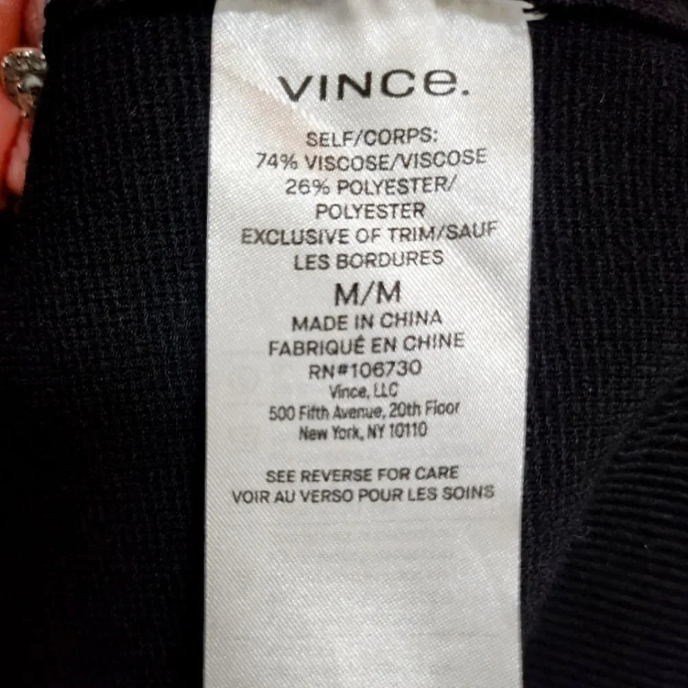 Vince Bomber Jacket with Striped Collar Black Size M